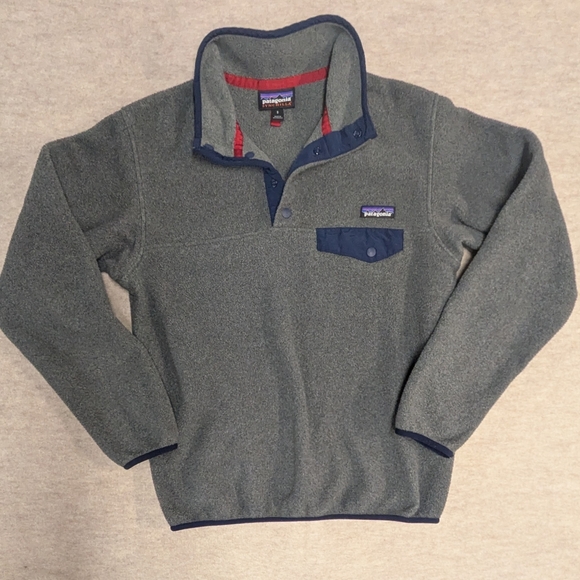 Patagonia Synchilla Snap Gray Fleece Pullover Size Small Men Or Women - Picture 1 of 8